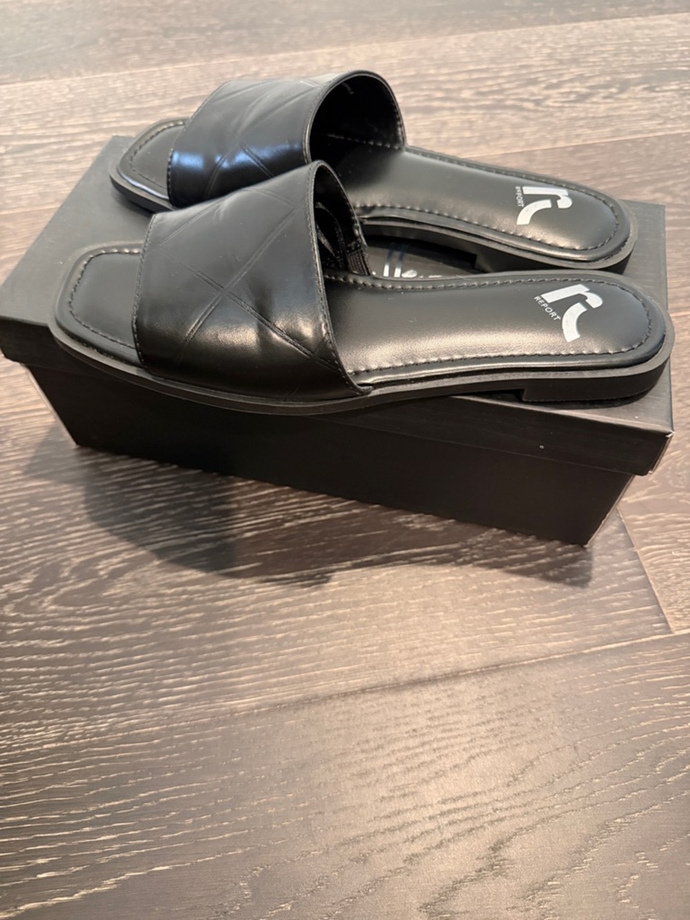 Black Quilted Slide Sandals - Picture 3 of 3